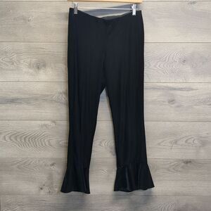 Scripted Black Velvet Cropped Flare Pants Women's Size Medium